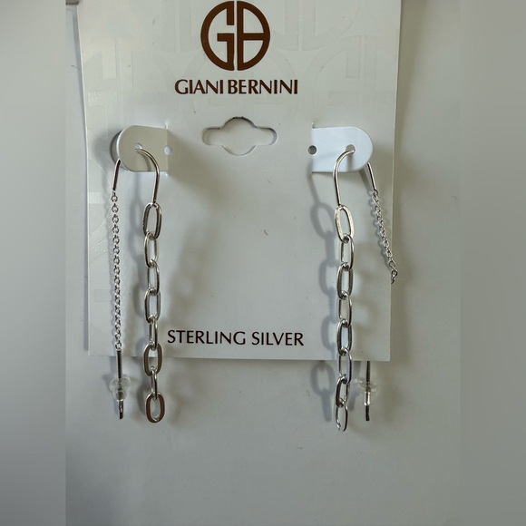 Giani Bernini Silver Chain Drop Earrings - Picture 2 of 4
